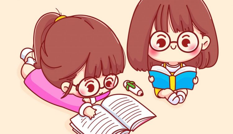 Cute_girl_read_book_cartoon_character_illustration_Premium_Vector-1024×819